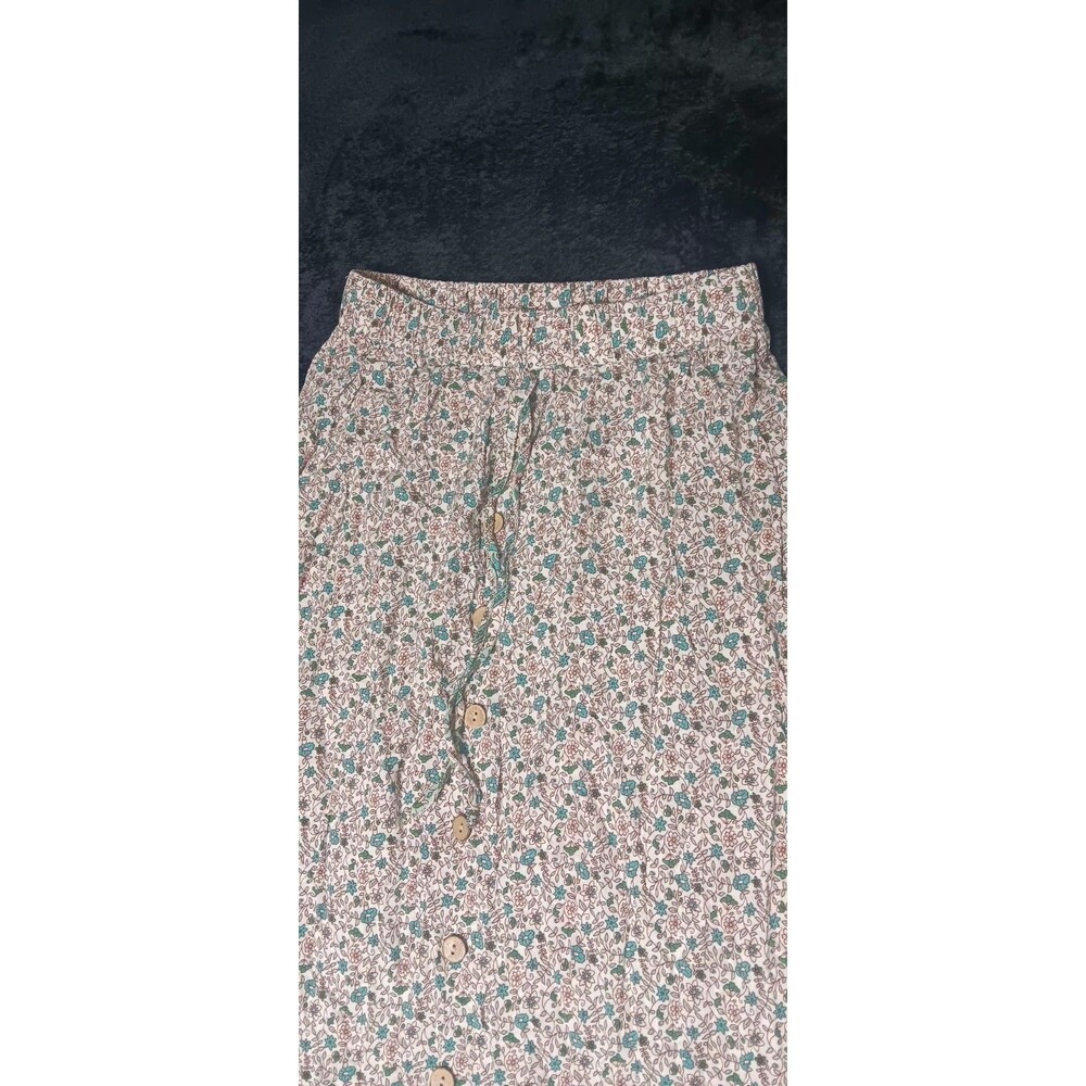 Boho High Waisted Button Up Maxi Skirt Small Micro Floral Cottagecore Prairie - Picture 2 of 11